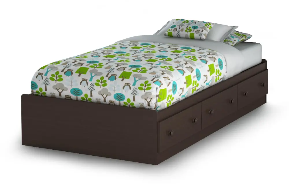 3519A1 Savannah Brown Twin Mates Bed with 3 Drawers  (39 Inch)-1