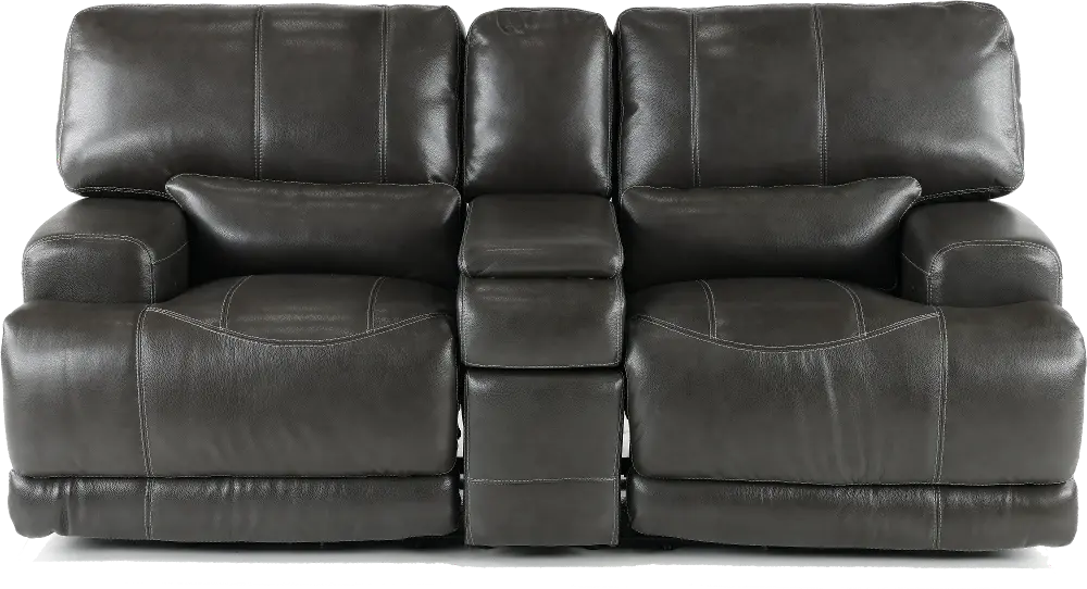 Stampede Charcoal Leather-Match Power Reclining Loveseat-1