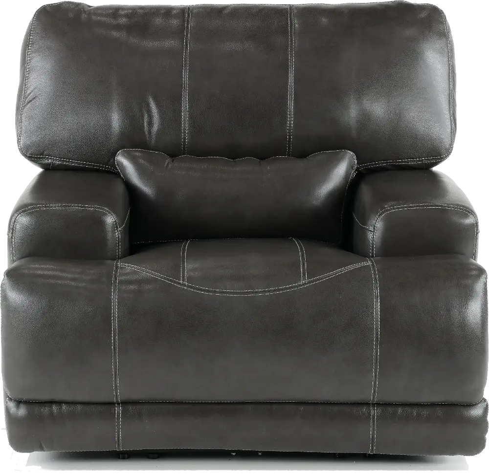 Stampede Charcoal Leather-Match Power Recliner-1