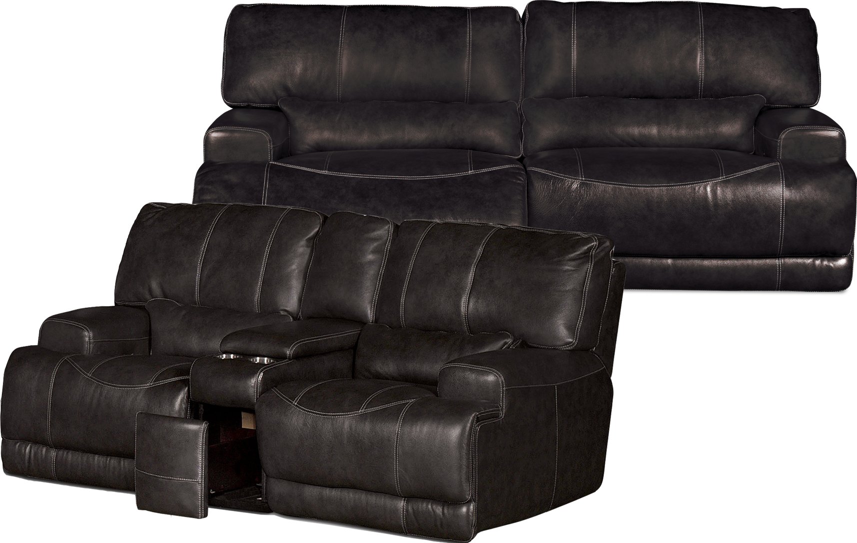 Charcoal Leather-Match 3-Piece Power Reclining Sectional - Stampede | RC Willey Furniture Store