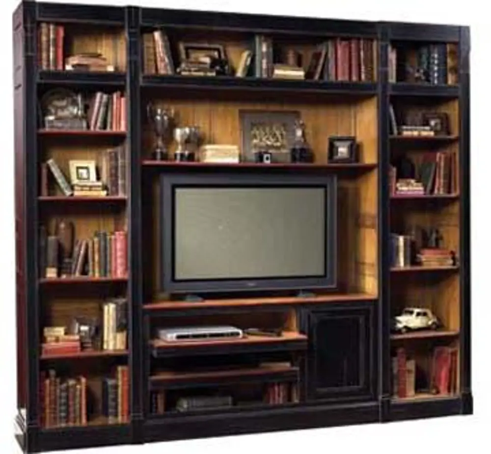 Black and Light Cherry 3 Piece Entertainment Center - French Accents-1
