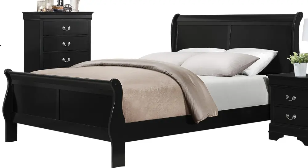 Mayville Black Queen Sleigh Bed-1