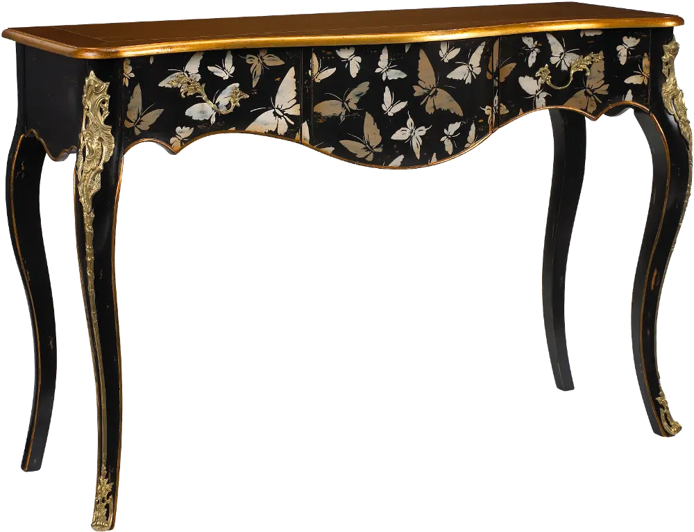 Black and Gold Console Table with Burnished Gold Accents-1