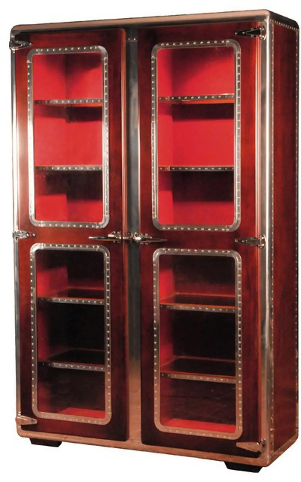 Dark and Light Cherry Bookcase with Exposed Rivets-1