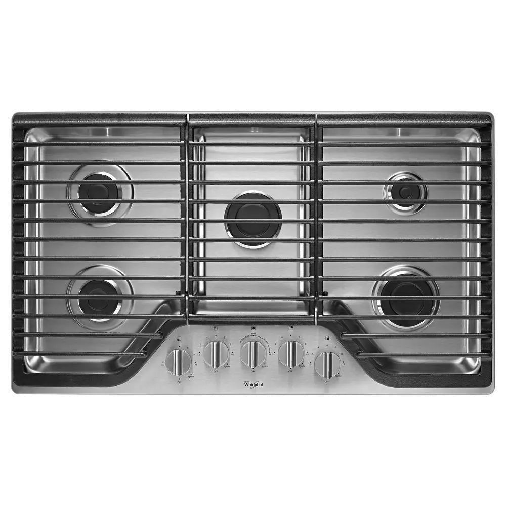 WCG51US6DS Whirlpool 36 Inch Gas Cooktop with 5 Burners - Stainless Steel-1