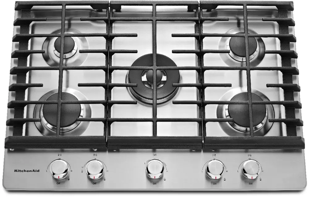 KCGS550ESS KitchenAid 30 Inch Gas Cooktop with 5 Burners - Stainless Steel-1