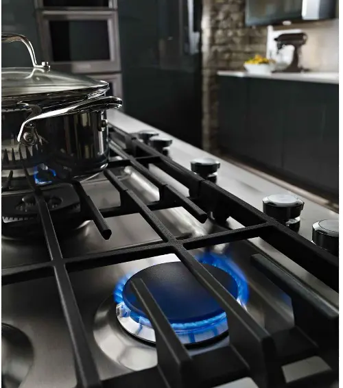 KitchenAid 36 in. 5-Burner Natural Gas Cooktop with Griddle, Simmer Burner  & Power Burner - Stainless Steel