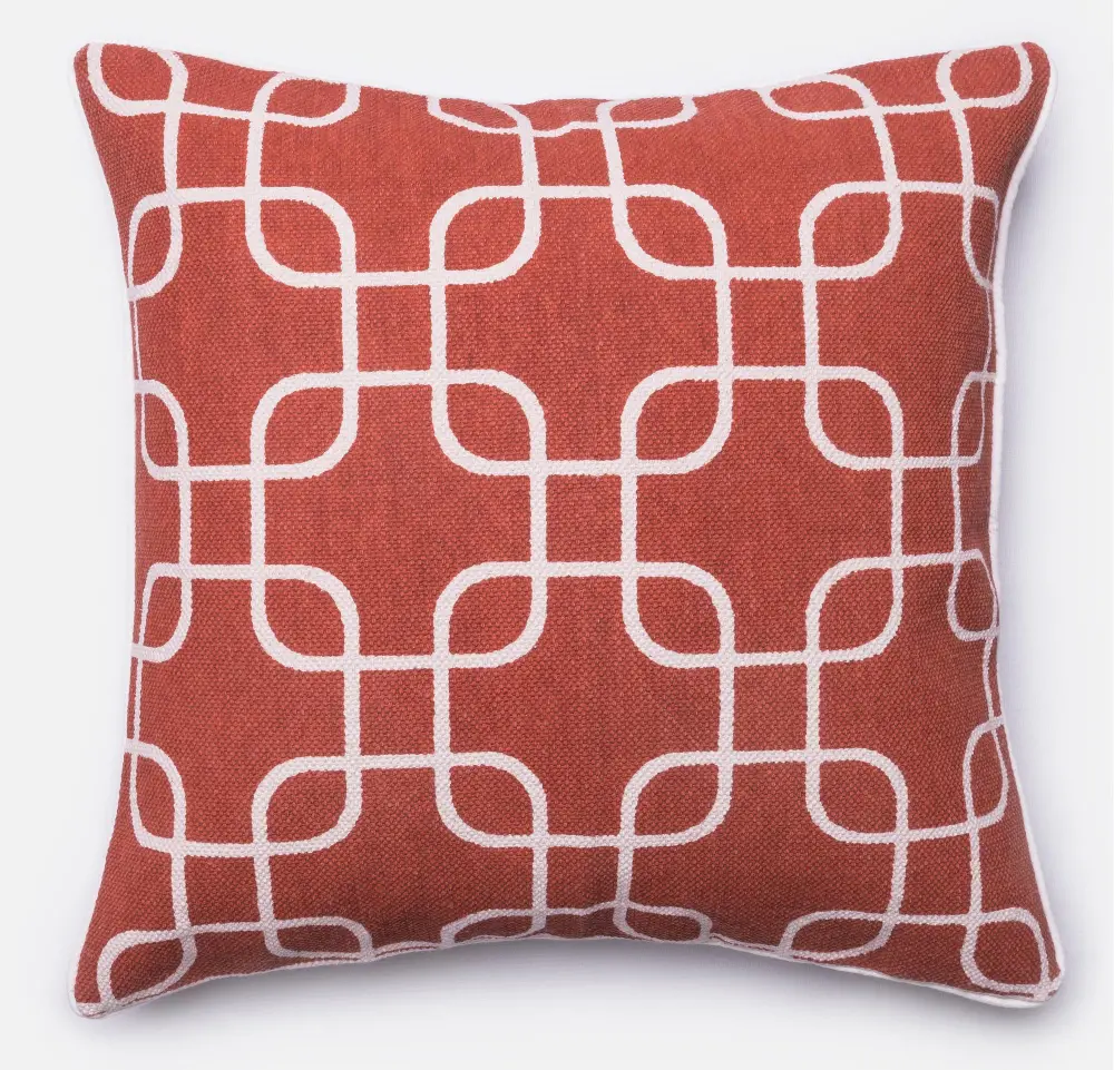P0175 Ivory and Rust 22 Inch Throw Pillow-1