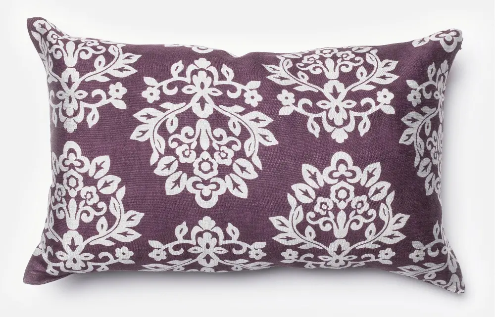 P0005 Plum and Silver Floral Throw Pillow-1