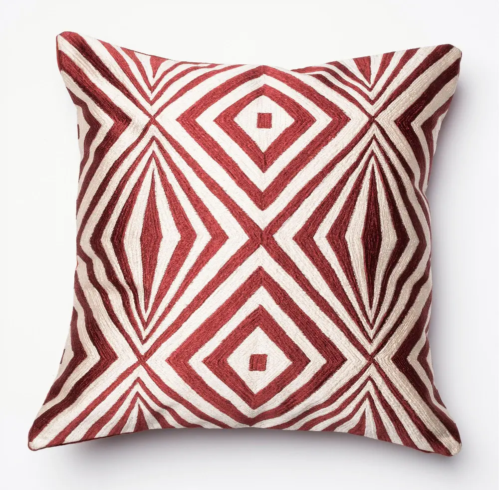P0011 Red and Ivory 18 Inch Throw Pillow-1