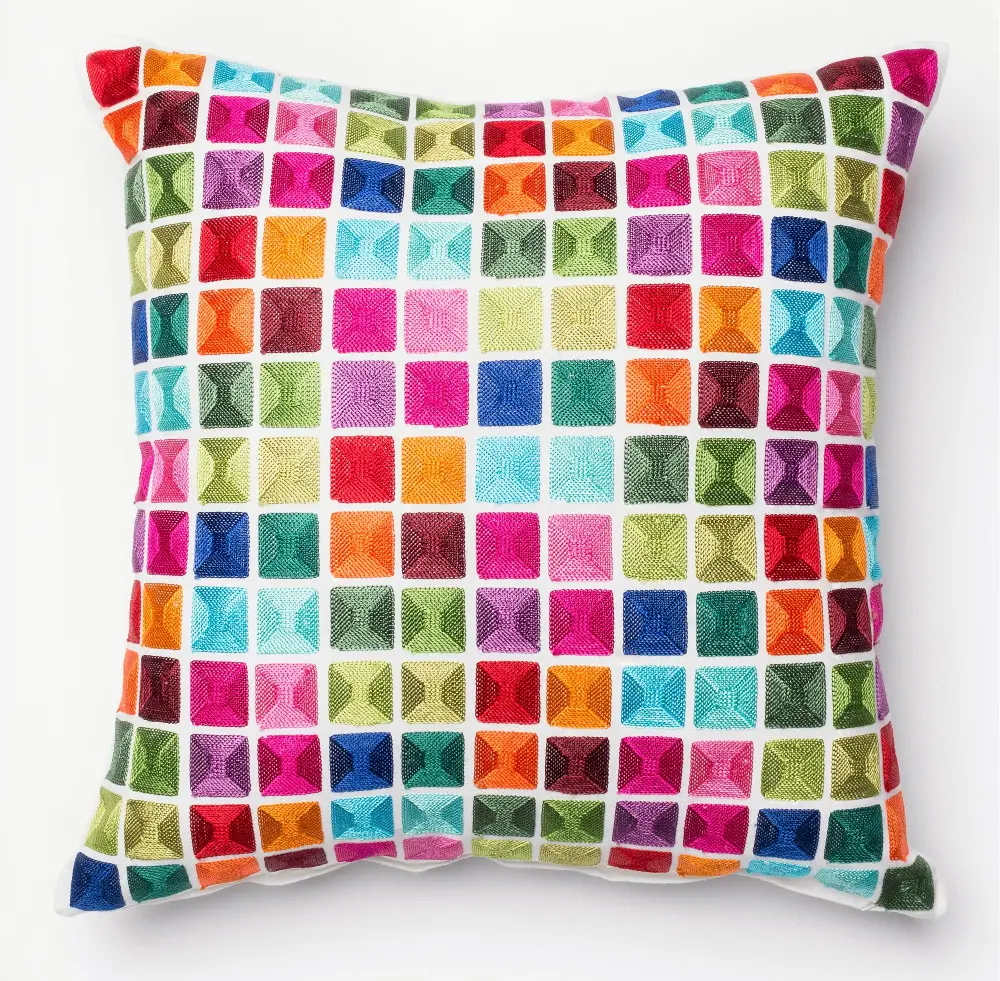 P0069/MULTI Multi Colored Cubes Throw Pillow-1