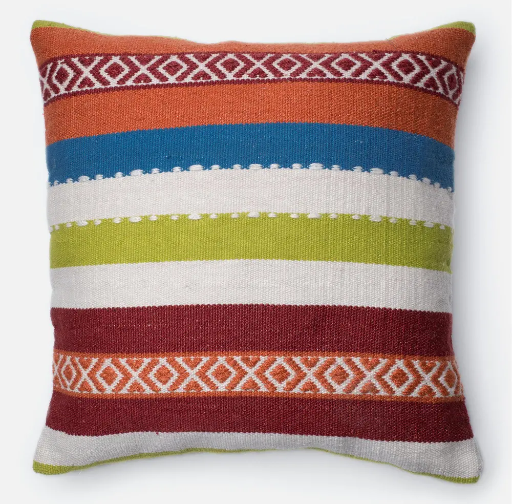 P0215 Multi-Colored Stripe 22 Inch Throw Pillow-1