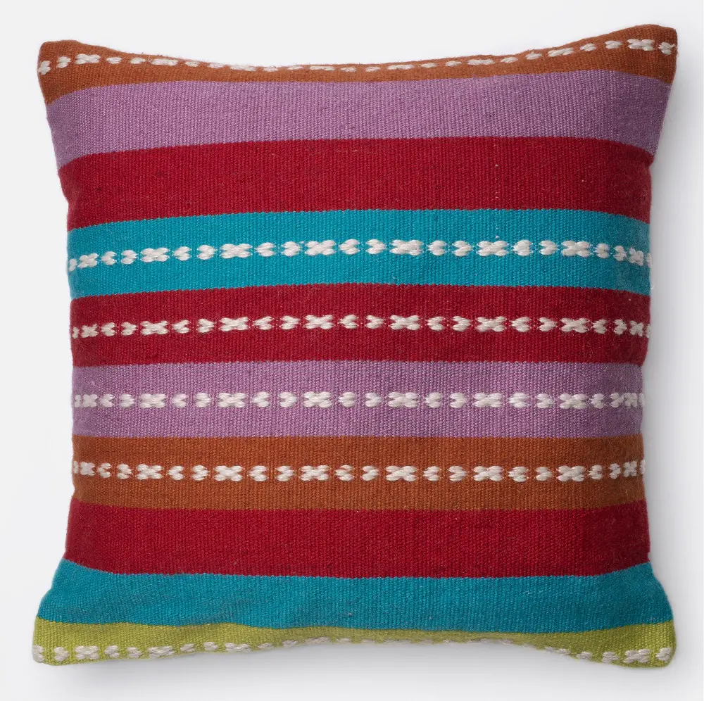 P0212 Multi Color Striped 22 Inch Throw Pillow-1