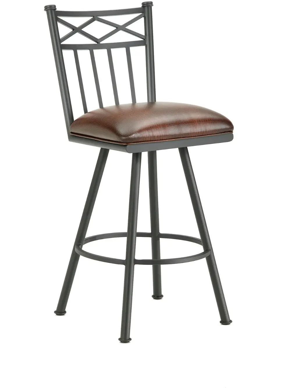 Brown and Black Metal Swivel Counter Height Stool - Alexander-1