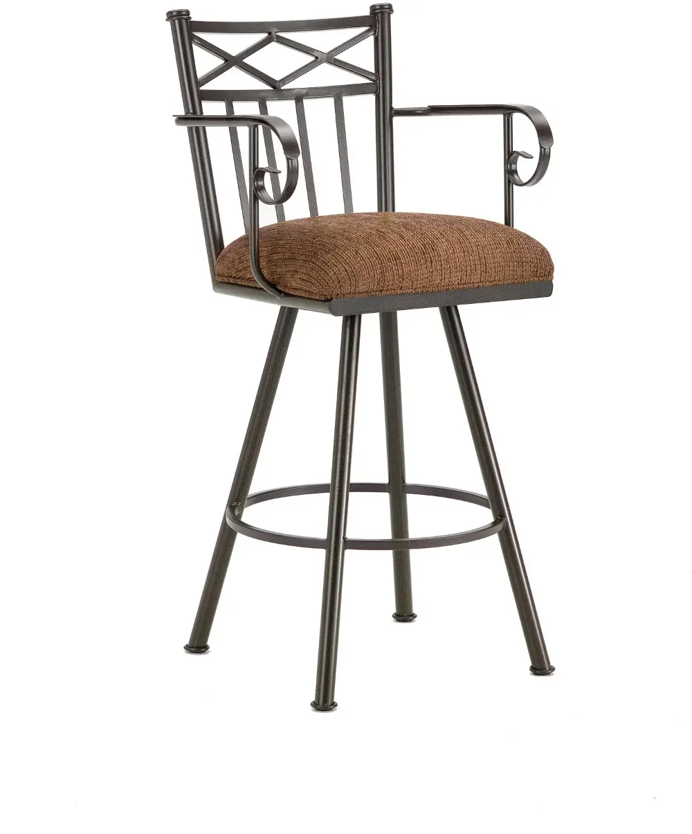 Rust Metal Swivel Counter Height Stool with Arms - Alexander-1