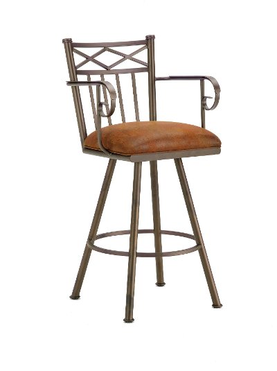 Brown And Bronze Metal Swivel Counter, Metal Swivel Bar Stools With Backs And Arms