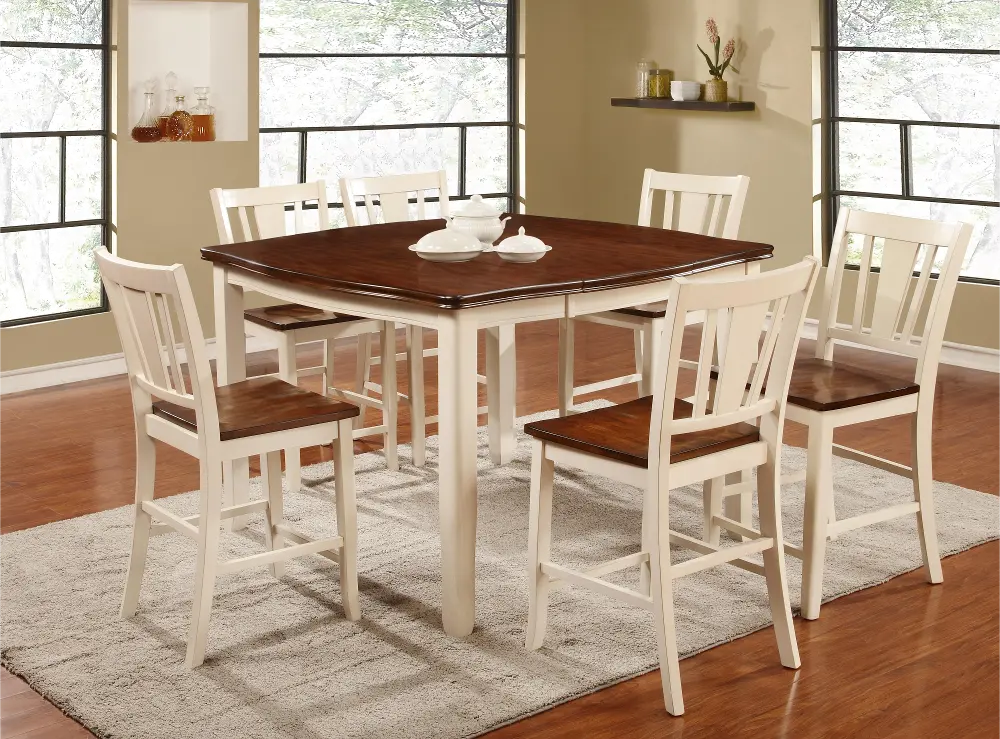 White and Cherry 5 Piece Counter Height Dining Set - Dover -1