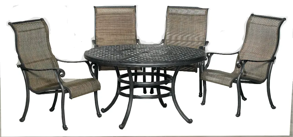 5 Piece Round Dining Set with Sling Chairs - Moab-1
