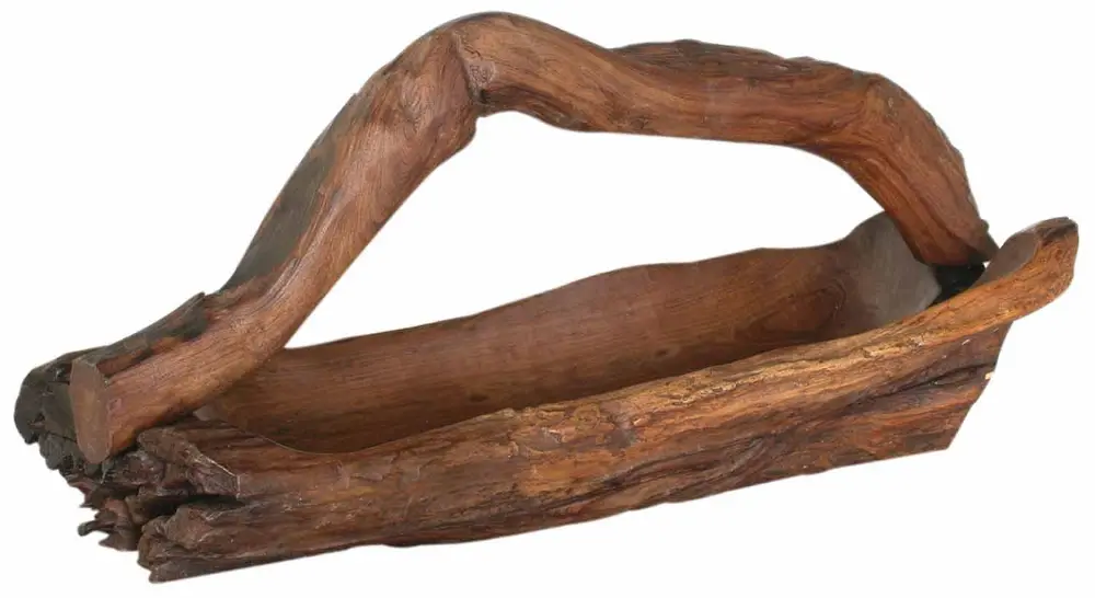 Reclaimed Teak Wood Whistlers Basket with Handle-1