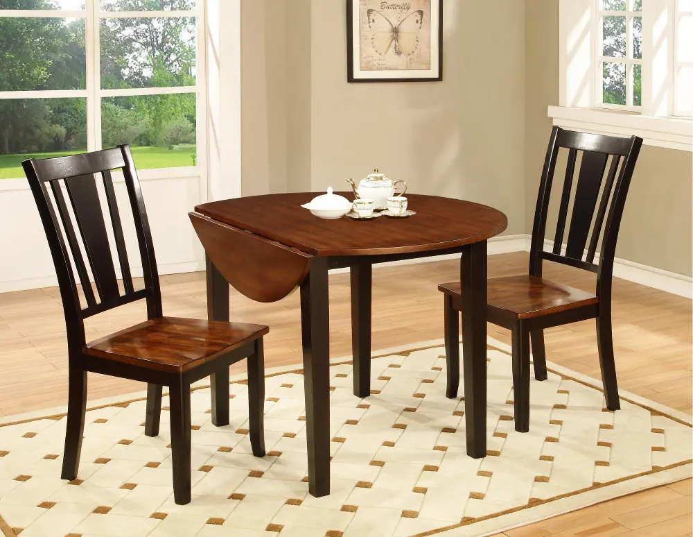 Black and Cherry 3 Piece Round Dining Set - Dover -1