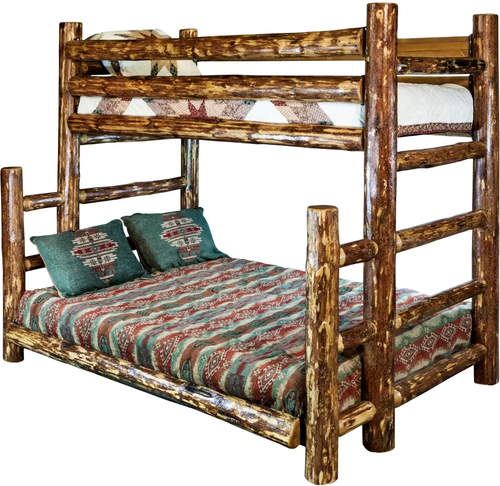 Glacier Country Natural Log Twin-over-Full Bunk Bed-1