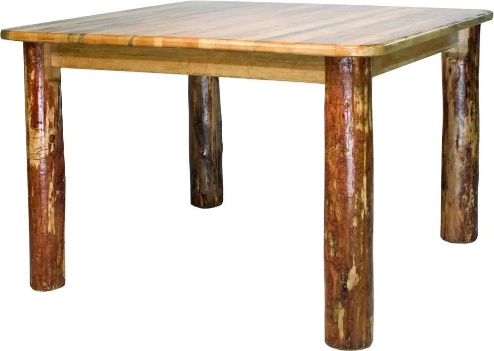 Glacier Country Rustic Pine Square Dining Room Table-1