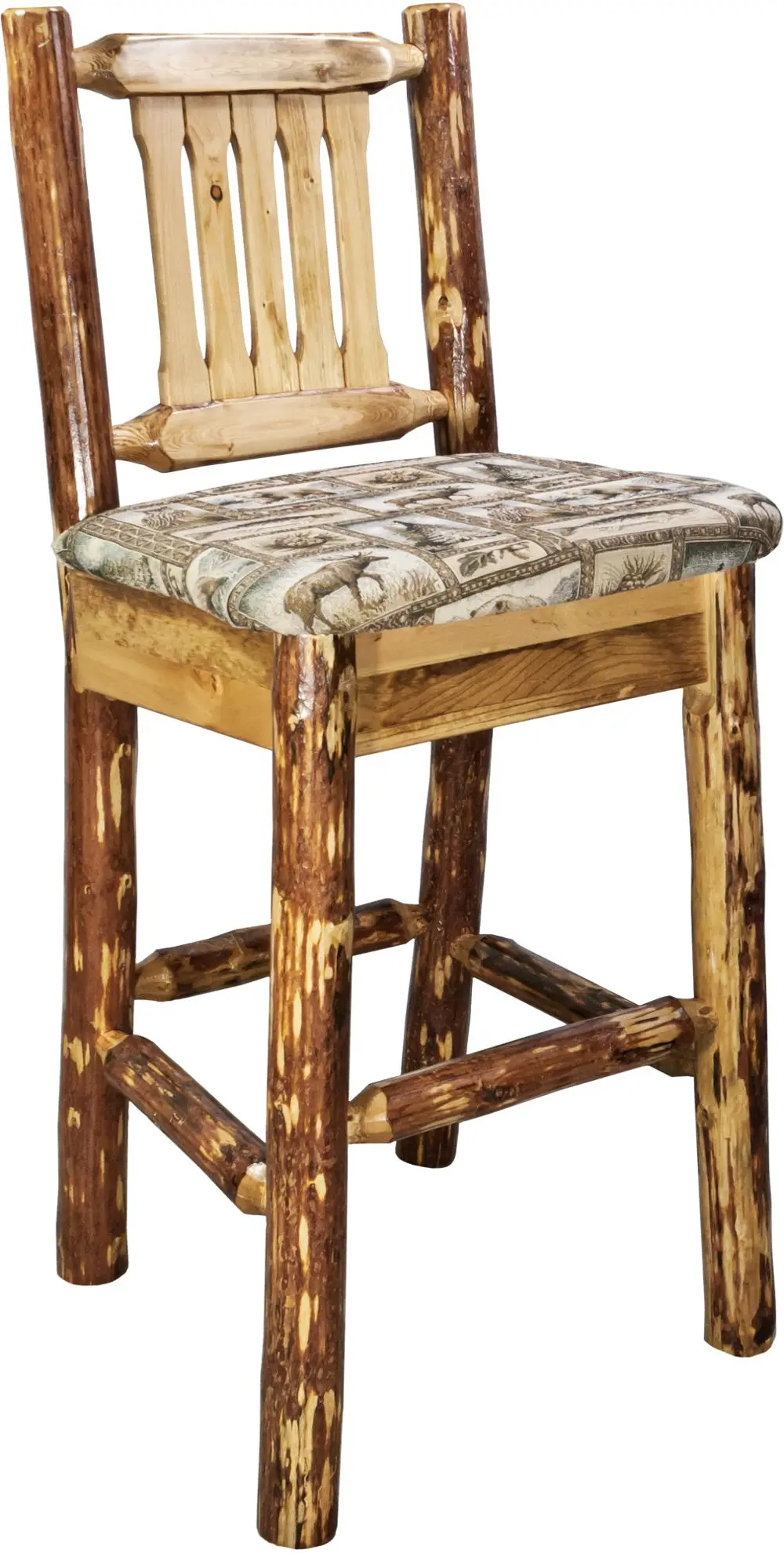 Glacier Country Bar Stool with Back Wildlife Pattern (30 Inch)-1