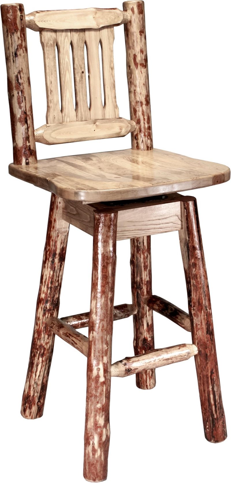 Rustic Pine Swivel Bar Stool Glacier Country Rc Willey Rustic Pine Swivel Bar Stool Glacier, Rustic Outdoor Bar Stools