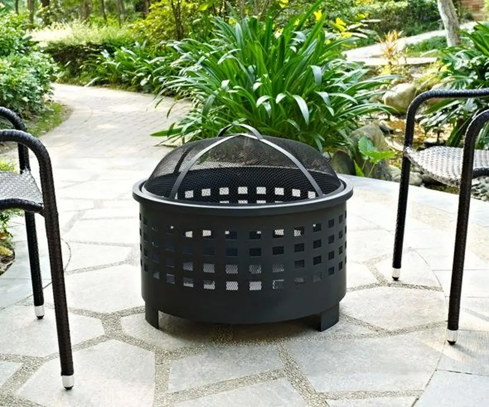 CO9009A-BK Basket Weave Outdoor Fire Pit - Hudson-1