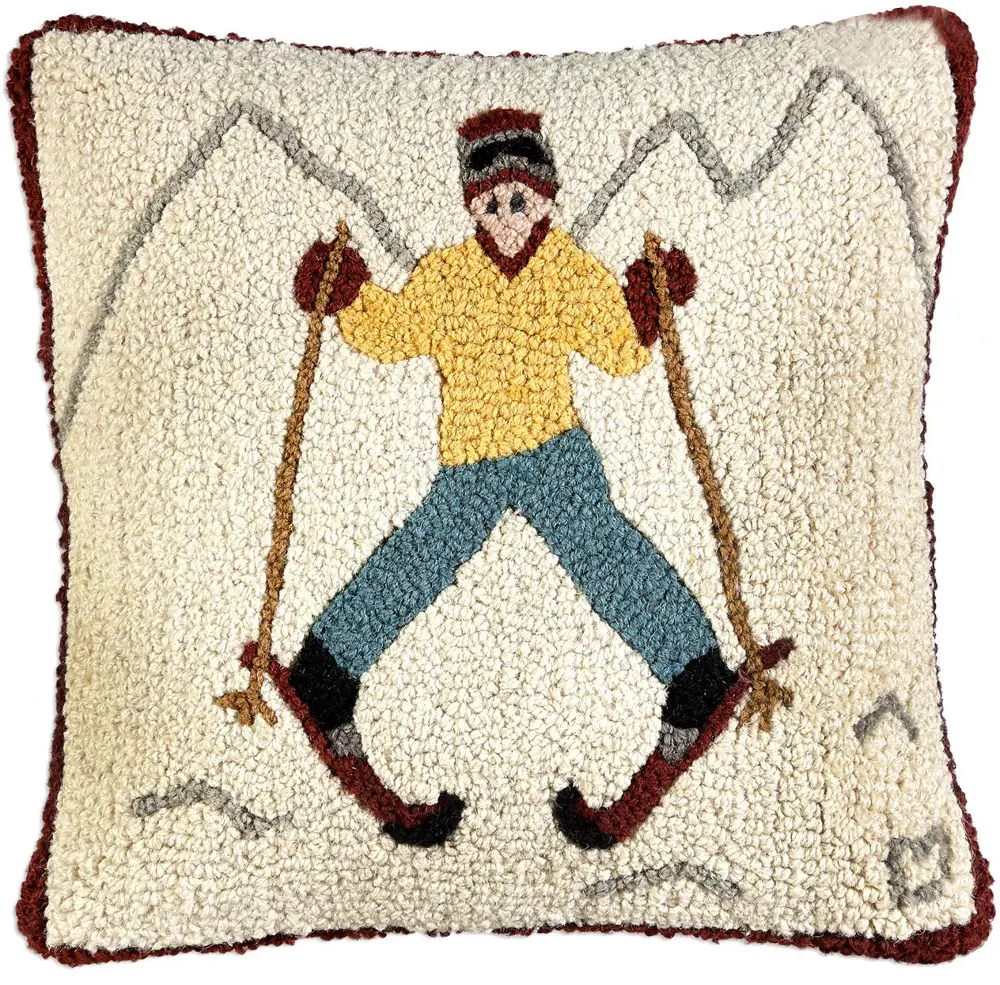Just Learning to Ski 18 Inch Throw Pillow-1