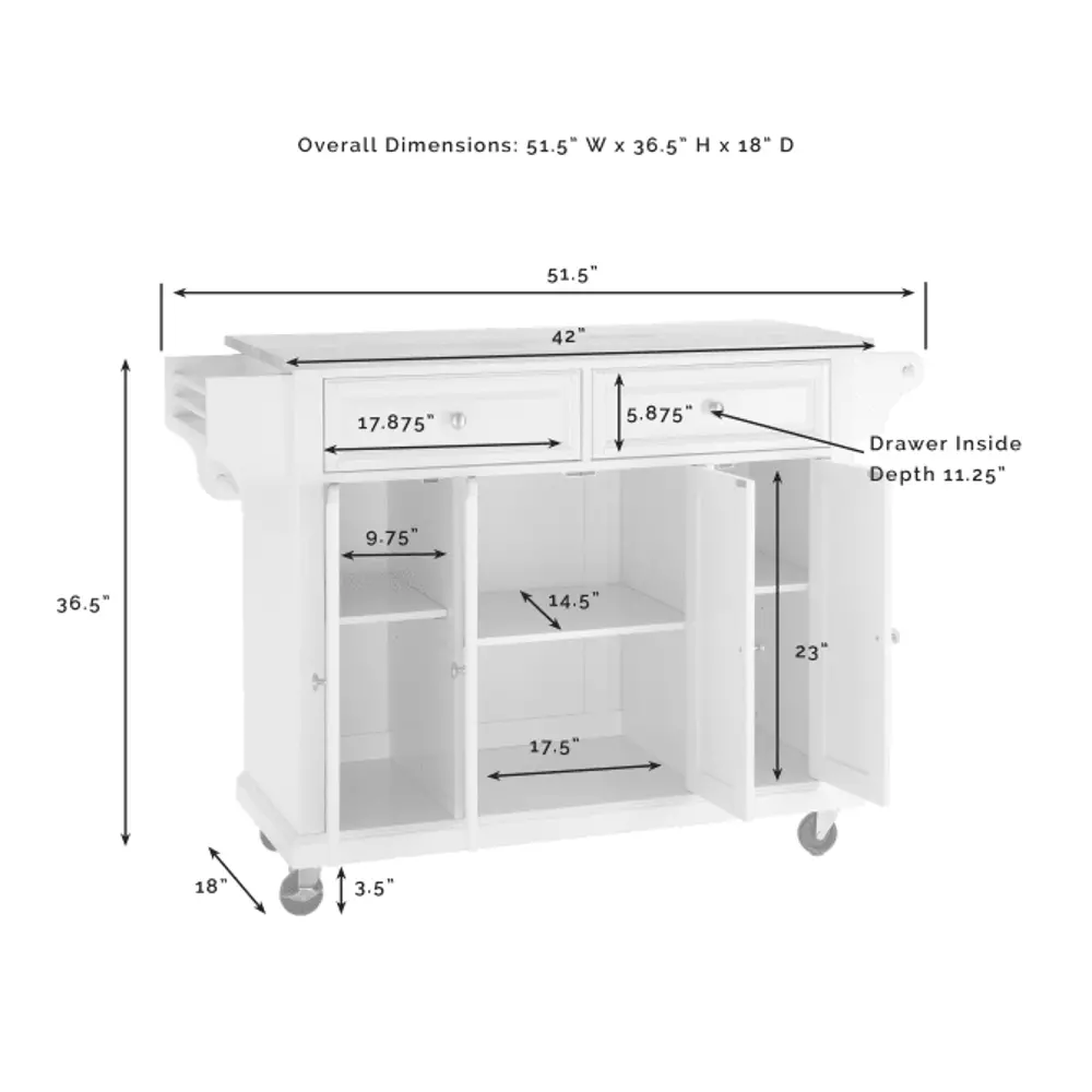 KF30003EBK/KIT/CART Black Kitchen Cart with Gray Granite Top - Diana-1