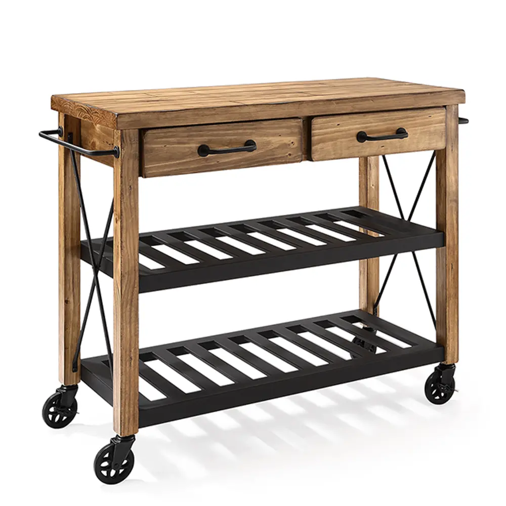CF3008-NA Roots Natural Wood Kitchen Cart-1