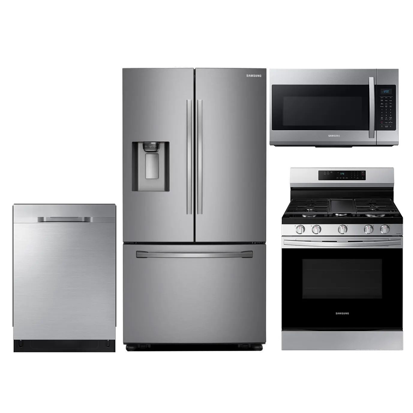 S/S-4PC-SUGAP-GASKT Samsung 4 Piece Kitchen Appliance Package with Gas Range and StormWash Dishwasher - Stainless Steel-1