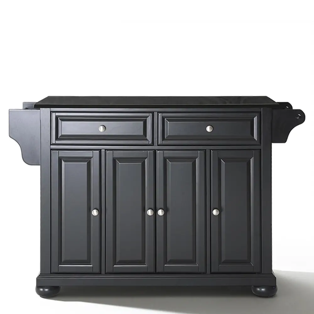 KF30004ABK Black Kitchen Island with Black Granite Top - Alexandria-1