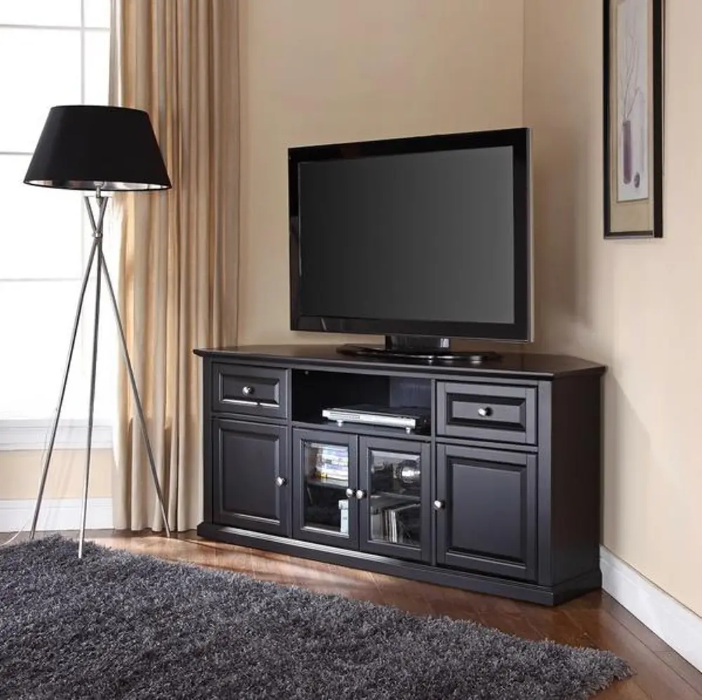 CF1000260-BK Black 60 Inch Corner TV Stand-1