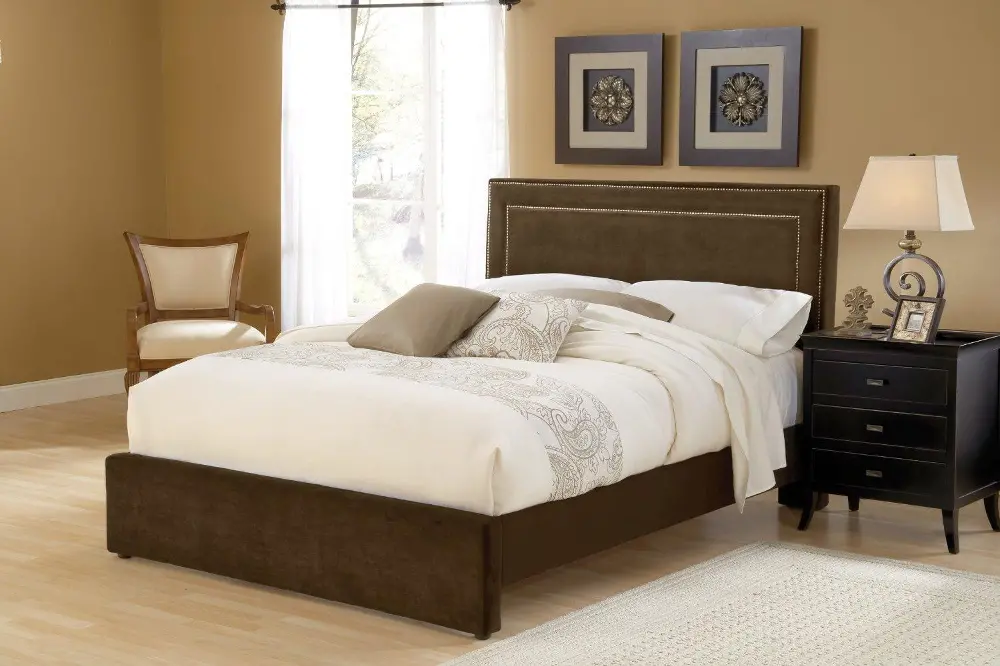 Contemporary Chocolate Upholstered Queen Bed - Amber-1