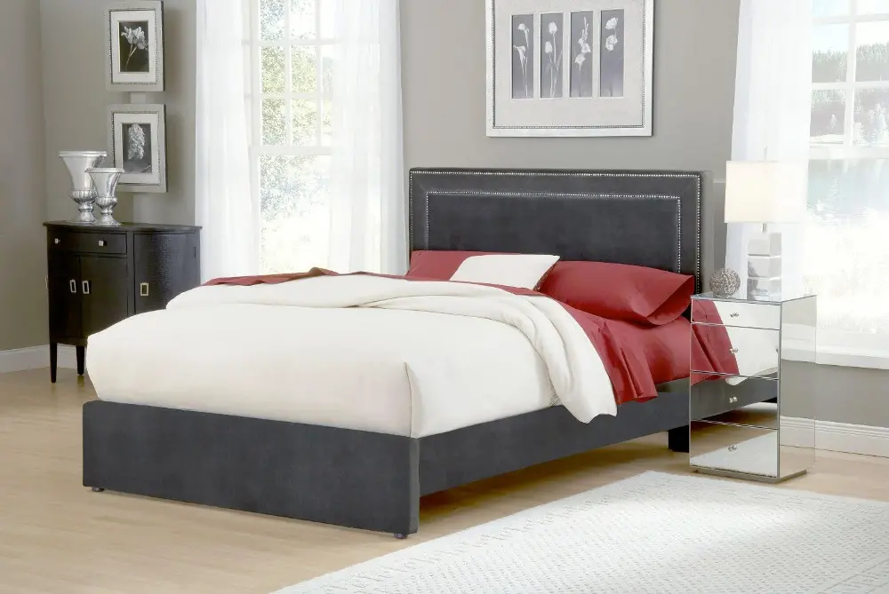 Pewter Upholstered Queen Bed - Amber-1
