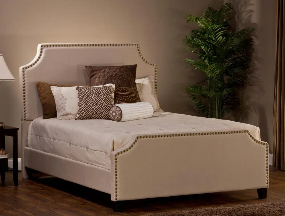 Ivory Upholstered King Bed - Dekland -1