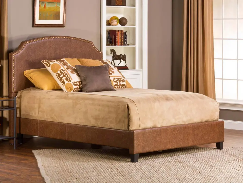 DS,DUP - Weathered Brown Upholstered Queen Bed - Durango-1