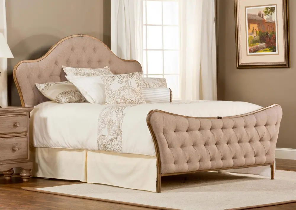 Traditional Oatmeal Queen Upholstered Bed - Jefferson -1