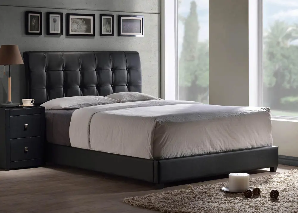 Lusso Black Full Upholstered Bed-1