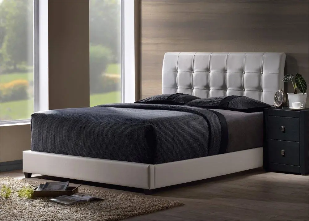 Contemporary White Queen Upholstered Bed - Lusso-1