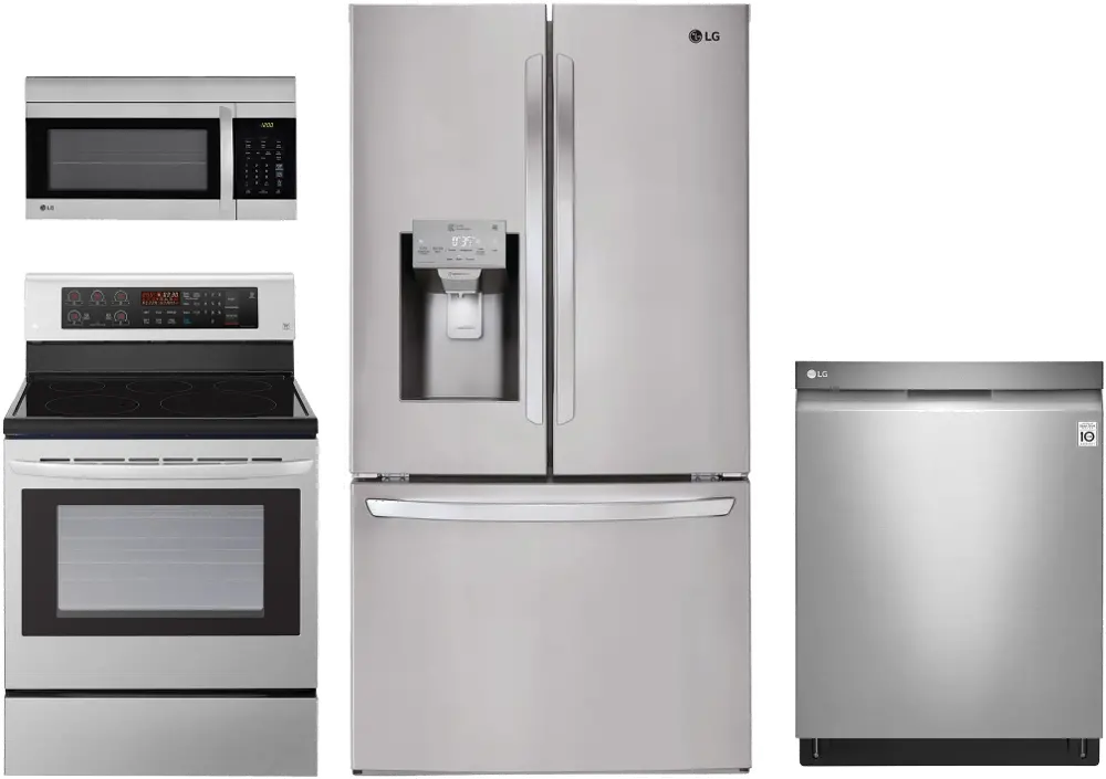 LG-SS-4PC-ELE-3DR LG 4 Piece Kitchen Appliance Package with 6.3 cu. ft. Electric Range - Stainless Steel-1