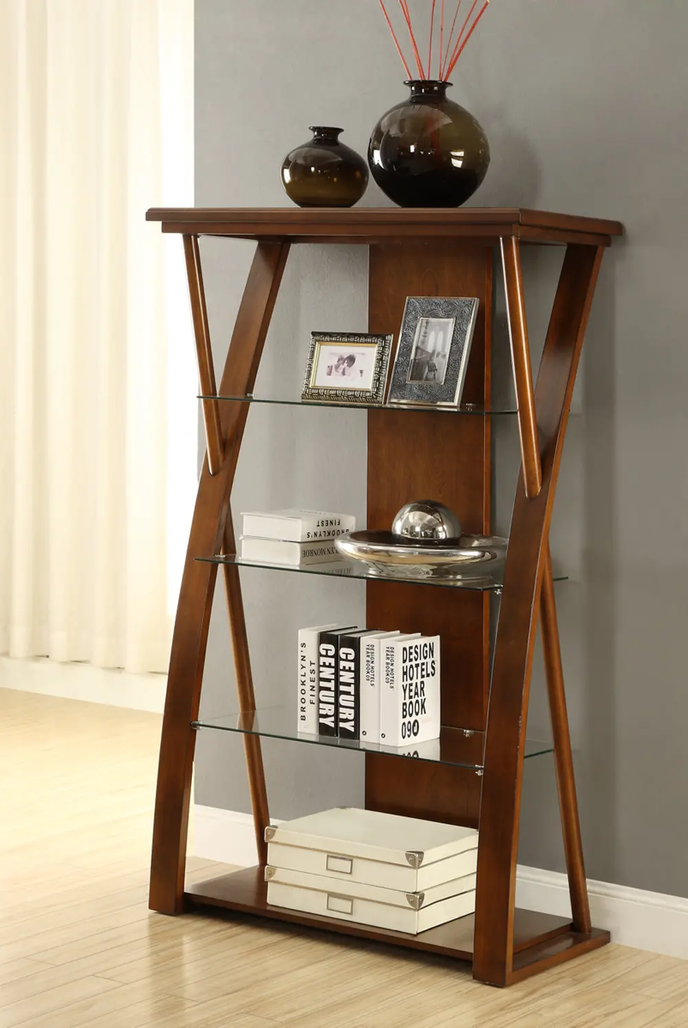 Chocolate Brown Contemporary Bookcase - Super Z-1
