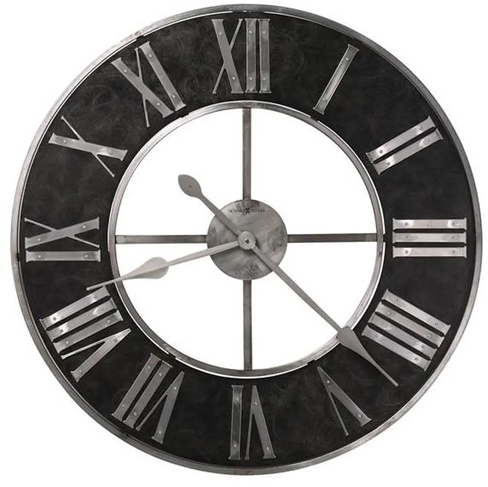 Industrial Style Black & Steel Wall Clock-1