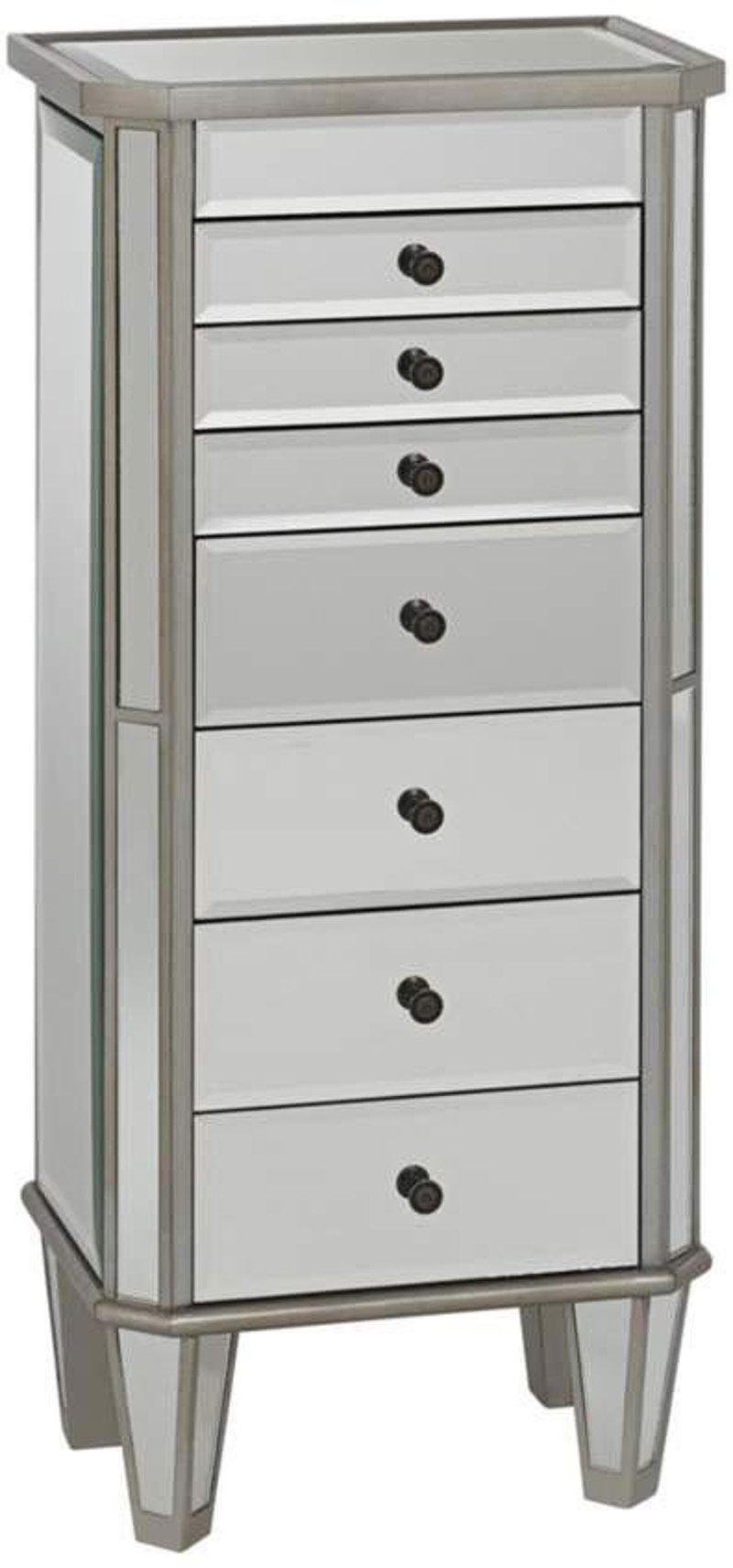 Silver And Mirrored Jewelry Armoire, Mirror Jewelry Cabinet Chest