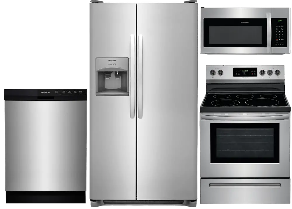 .FRG-SXS-4PC-S/S-ELE Frigidaire 4 Piece Electric Kitchen Appliance Package with Side by Side Refrigerator - Stainless Steel-1