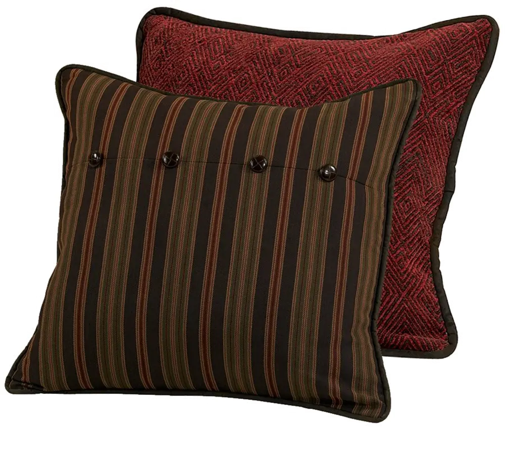 Brown and Red Stripe Euro Sham with Reversible Geometric Pattern-1