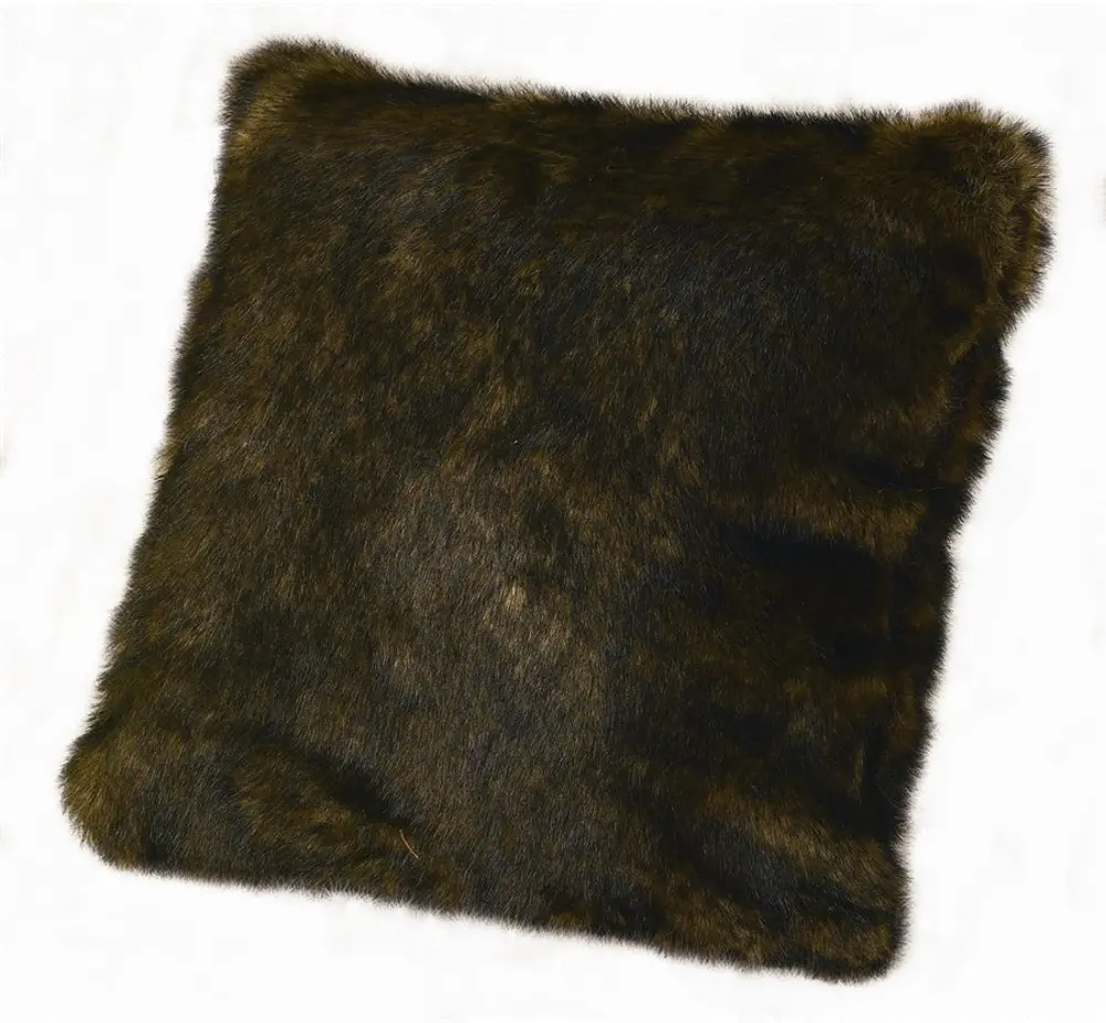 Brown Faux Mink Fur Throw Pillow-1