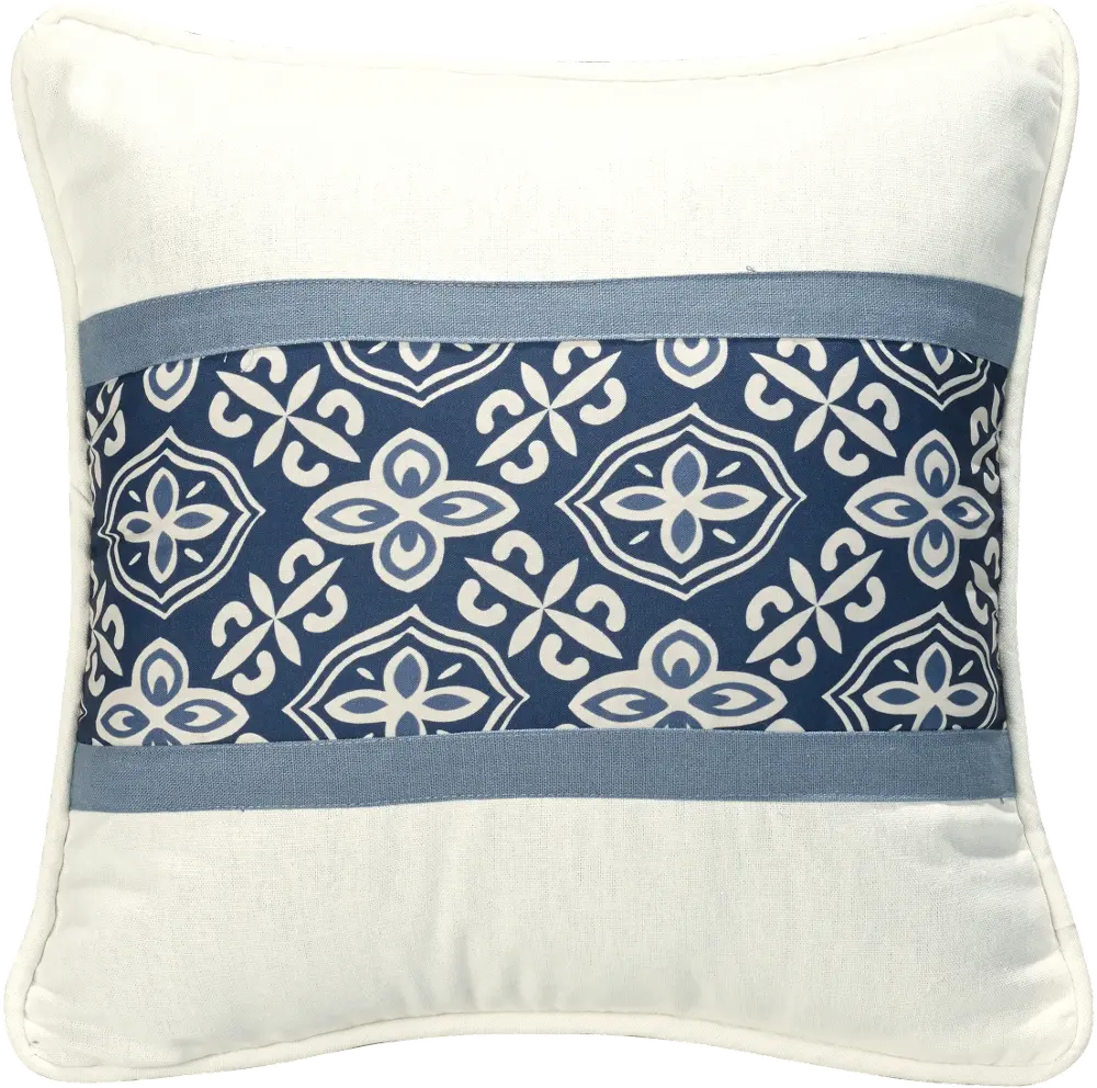 Blue and White Printed Accent Throw Pillow-1